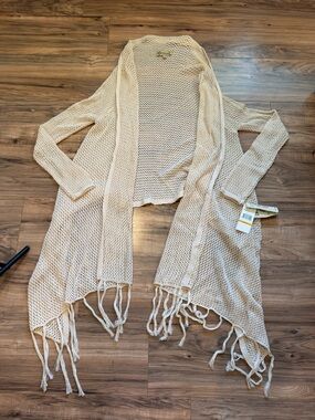 Democracy Cream Open-Knit Fringe Duster Cardigan